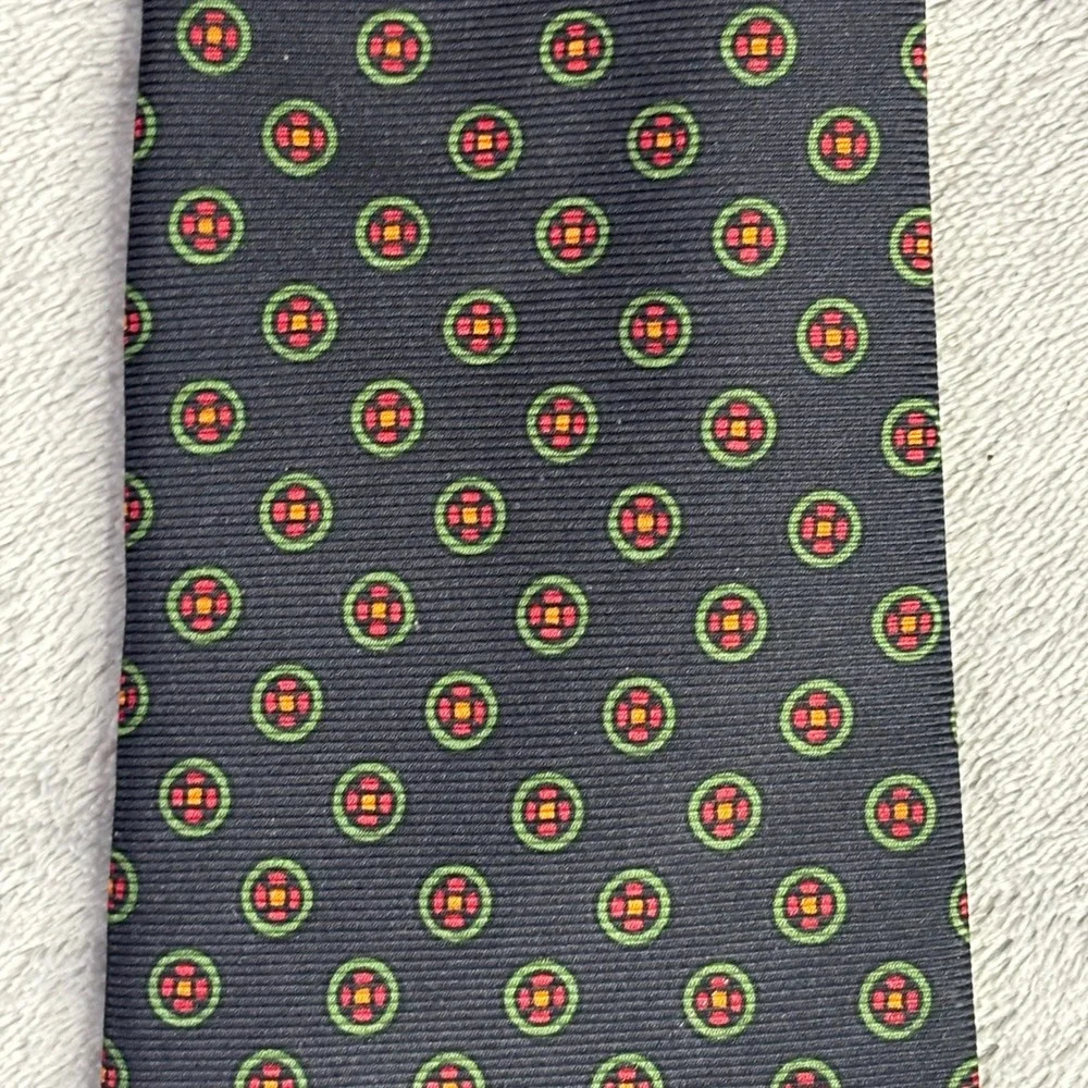Polo Ralph‎ Lauren Necktie Mens OS Navy Blue Green Red Medallion Silk Italy Tie